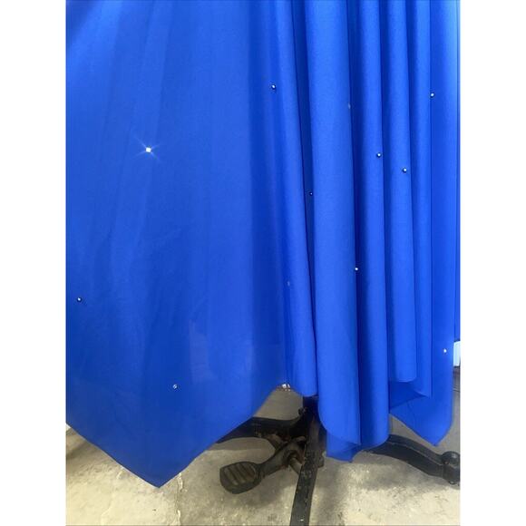 Vintage Pat Richards Blue Crepe Rhinestone Cocktail Dress Lined Women’s Sz Large - Picture 4 of 9